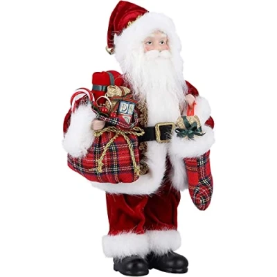 Image of Uten Deluxe Father Christmas Santa Claus Standing Figure With Gift Bag and Lists 12 Inch Xmas Ornament Home Decoration