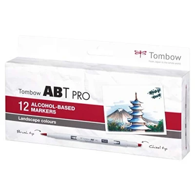 Image of Tombow ABT PRO Alcohol based Marker Pens Set of 12 Landscape Colours