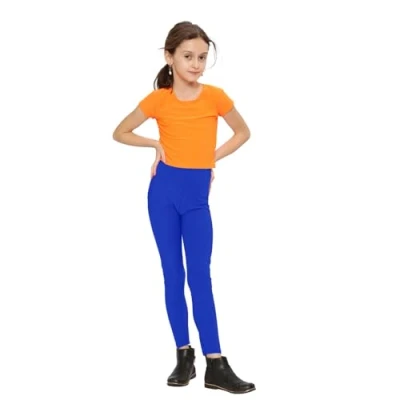 Image of FNA Fashions Girls Footless Neon Colours Dance Leggings 5 12 Years (Royal Blue, 7 8 Years)