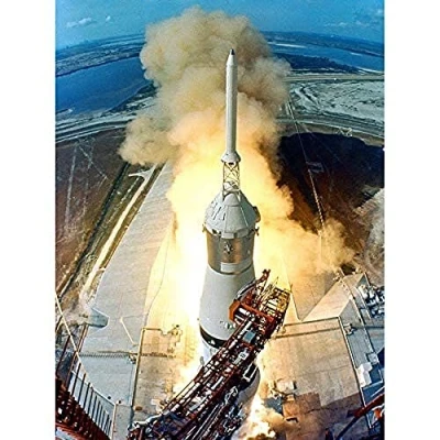 Image of Artery8 Space NASA Lift Off Apollo 11 Rocket Launch Unframed Wall Art Print Poster Home Decor Premium