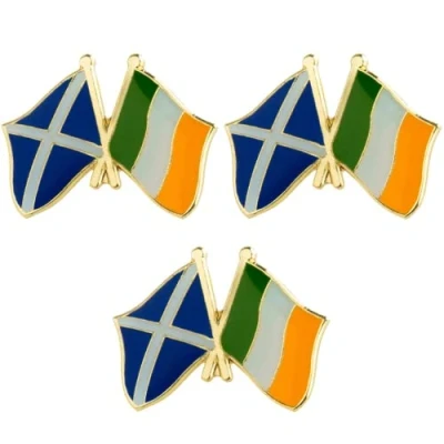 Image of 3 X Scotland Scottish &amp; Ireland Irish Friendship National Flag Metal Enamel Pin Badge