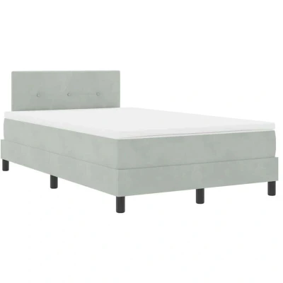 Image of Box Spring Bed with Mattress &amp; led Light Grey 120x200 cm Velvet Vidaxl