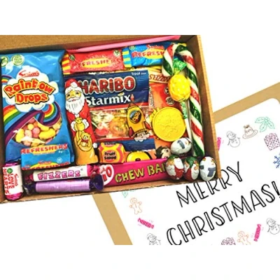 Image of eventabox Personalised Christmas Eve Retro Sweet Gift Box A5 Letterbox size SWEETS VARY* (Merry Christmas)