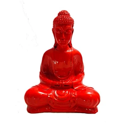 Image of MyFamilyHouse Buddha Ornament Meditating Sitting Figure Statue Figurine Red Gloss Finish Trendy Quirky Fair Trade Choice Of 15 30cm BRS07 R (BRS07 R/A 15CM)