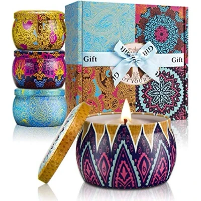 Image of YMing Scented Candles gifts for Women, 5.65 oz Large Aromatherapy Candles, Gift Set, Real Soy Wax Portable Travel Tin Candle, 4 Pack Metal, Birthday her, Mother&#039;s Day