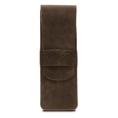 Image of LONDO Genuine Leather Pen and Pencil Case with Tuck in Flap, Stationery Bag