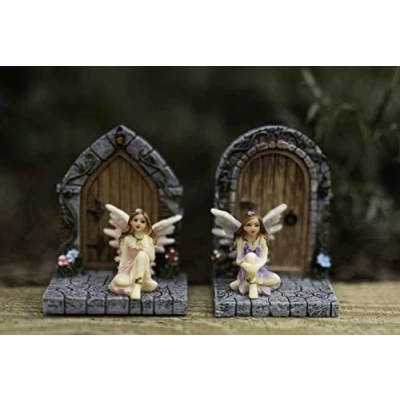 Image of Homezone® Magical Forest Fairies Enchanted Set of Both Fairy Doors Miniature Home Garden Ornament (Fairy Door (Set Both))