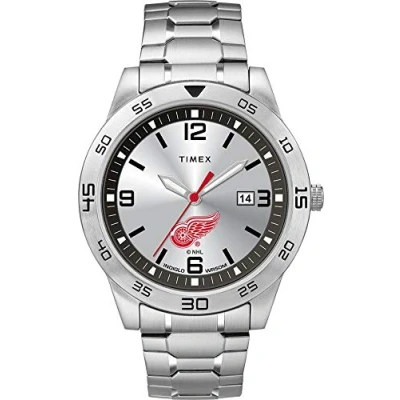 Image of Timex Tribute Men&#039;s Citation 42mm Quartz Watch with Stainless Steel Strap, Detroit Red Wings,