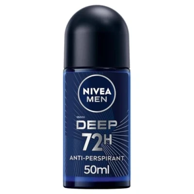 Image of NIVEA MEN DEEP Roll on deodorant 6 x 50 ml, Men&#039;s with Anti bacterial formula activated carbon, breathable for 48 h intense freshness