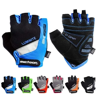 Image of meteor Cycling Gloves Gym Antislip Grip Adjustable Bike Racing Bicycle Bmx Mtb Weight Lifting Fitness Light Silicone Pad Accessories Riding Men Women Kids Children