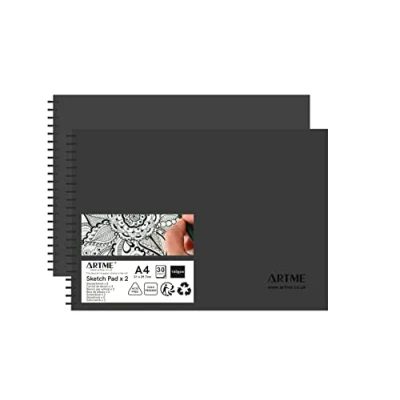 Image of Artme A4 Sketchbook 2pcs Sketch Pad 30 Sheets 160gsm, Spiral Bound