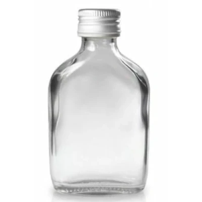 Image of Wares of Knutsford 100 x 50ml Small Glass Bottles with Silver Twist off Lids Mini Flask