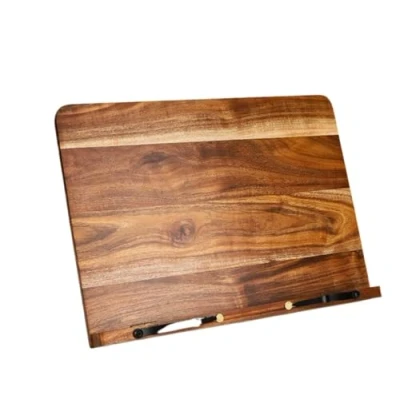 Image of Recipe Book Stand Cookbook Tabletop Wooden Solid Acacia Wood Holder Countertop Tablet Easel Cook Stands for Kitchen(28 * 19.5cm)