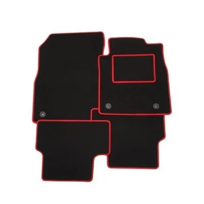 Image of TAILORED TO FIT Citroen C3 Picasso (2008 2017) FULL SET OF LUXURY INTERIOR FLOOR CAR CARPET MATS BLACK MAT + RED EDGING