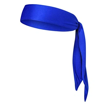 Image of Head Tie Sport Headband For Women And Men Sweatband Ties Running Work Tennis Karate Athletics (Blue)