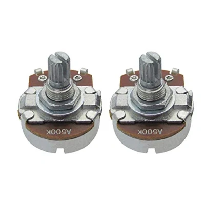 Image of FLEOR 2pcs Full Size A500K Audio Taper Potentiometer Guitar Tone Volume Control Pots with Bayonet L15mm Short Knurled Split Shaft