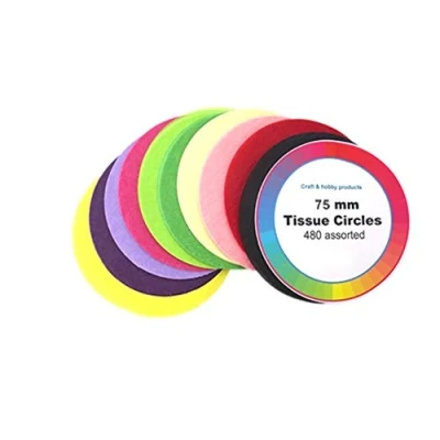 Image of 480 Assorted Colours Tissue Paper Circles for Kids Crafts 75mm