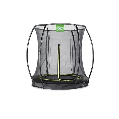 Image of EXIT Toys Silhouette Ground Trampoline 6ft Compact Inground Round for Toddlers and Kids With Safety Enclosure Net Feet System Safe Entry Great Jumping Power Black