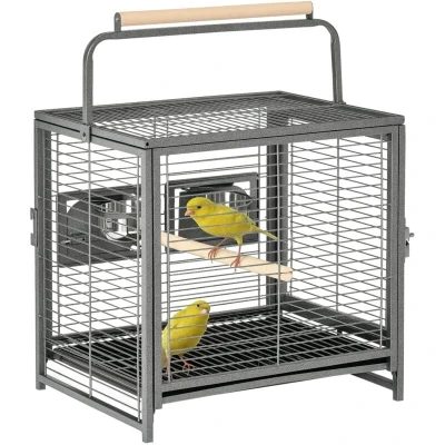 Image of PawHut Parrot Cage Bird Carrier W/Wooden Perch, Handle