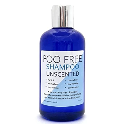 Image of POO FREE Shampoo 99% Natural Unscented. Sulfate/Parabens Free. Gentle, Concentrated. pH 5.5 For Sensitive Skin. 250ml
