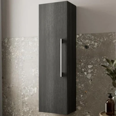 Image of AURORA® 1200 x 350mm Tall Bathroom Wall Hung Storage Cabinet Cupboard Tallboy Furniture, Soft Close Door, Charcoal Grey