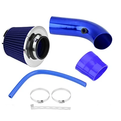 Image of Cold Air Induction Hose Pipe 76mm 3 Inch Universal Car Intake Filter Aluminum Kit Blue
