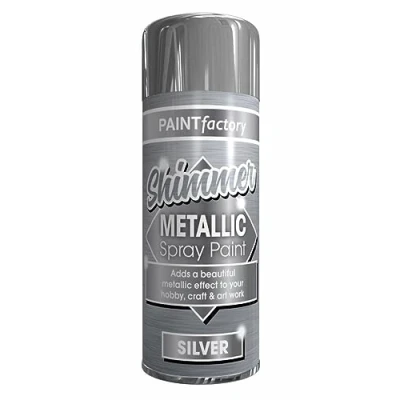 Image of AlezyB 2 x Metallic Bright Silver Spray Paint 200ml Multi Purpose Aerosol Use for Metal and Wooden Furniture, Ornaments, Decorative Items Much More Interior &amp; Exterior