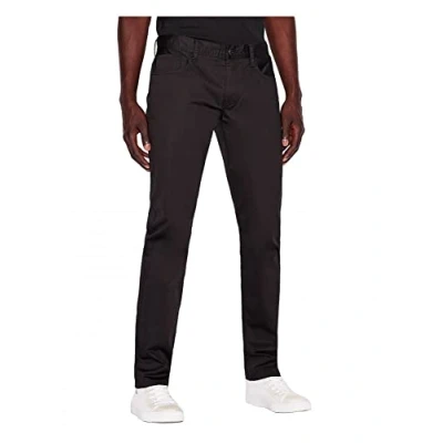 Image of Armani Exchange Men&#039;s Ax 5 Pocket Slim Jeans, Black Stretch Bull Denim, 36 Short