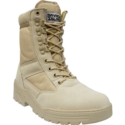 Image of Desert Army Combat Patrol Boots Tactical Cadet Military Security Seude Leather Tan Jungle , 13 UK,
