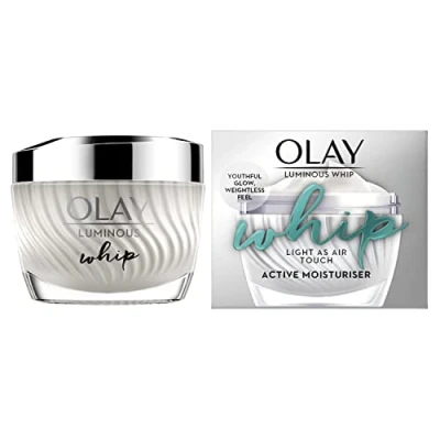 Image of Olay Luminous Whip Moisturiser 50ml, 2 in 1 Face Cream &amp; Primer with Niacinamide, Light as Air for a Healthy Glow