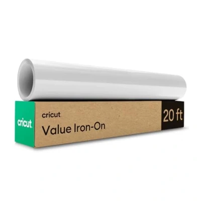 Image of Cricut Iron On White 6m (20ft) Heat Transfer Vinyl Roll for use with All Cutting Machines