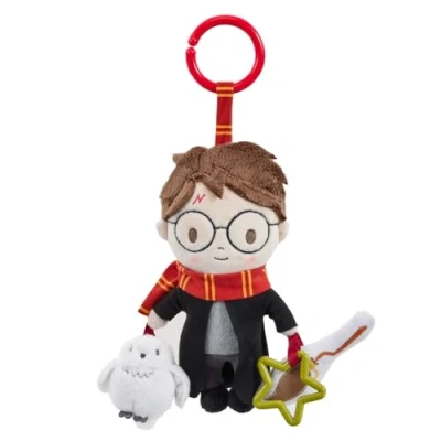 Image of Harry Potter on the Go Activity Toy Clip Pram and Pushchair Newborn Baby with Crinkle Broomstick &amp; Squeaky Owl Sensory for Babies, Buggy Attachment Playtime Adventures