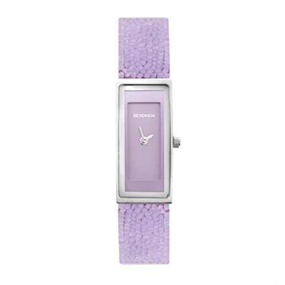 Image of Sekonda Sparkle Ladies 16mm Quartz Watch in Lilac with Analogue Display, and Purple Leather Strap 40375.