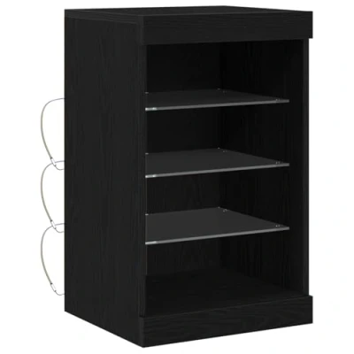 Image of vidaXL Black Oak Sideboard Rectangular Buffet/Storage with Gloss Finish for Dining &amp; Living Room No Assembly