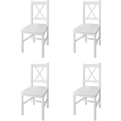 Image of vidaXL Dining Room Chairs, Set of 4, Chairs with Backrest, Chair, Kitchen Chair for Room, Kitchen, Wooden White Pine Wood