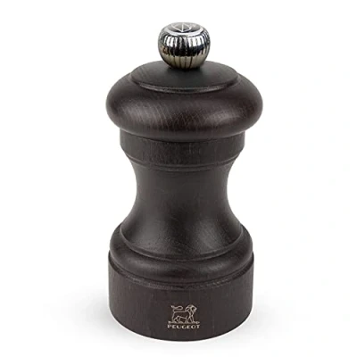 Image of PEUGEOT Bistro 10 cm Salt Mill Classic Grind System Made with PEFC Certified Wood Lifetime Guaranteed Mechanism in France Chocolate Colour