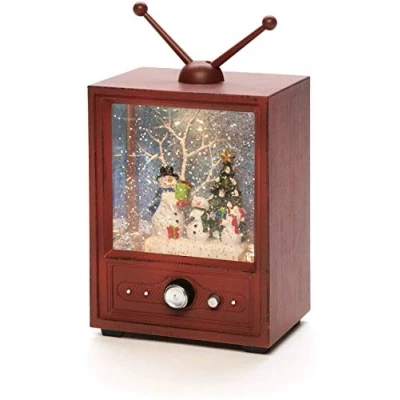 Image of Konstsmide Christmas Decorations LED Snow Globe TV Lantern Snowman Family Scene, Water Filled/Water Spinner/Indoor Use (IP20)/Battery Operated 3xC 1.5V (excl.) or Mains/Warm White Diode