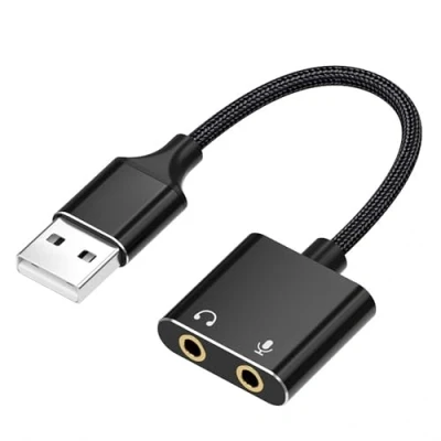 Image of USB Sound Card,USB to 3.5mm Audio Adapter,USB External Stereo Adapter for Mobile Phones,Tablets,Notebooks, etc