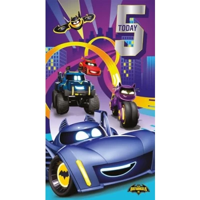Image of Cards Batwheels Age 5 Today Birthday, Cartoon Vehicle Characters, Purple City Theme