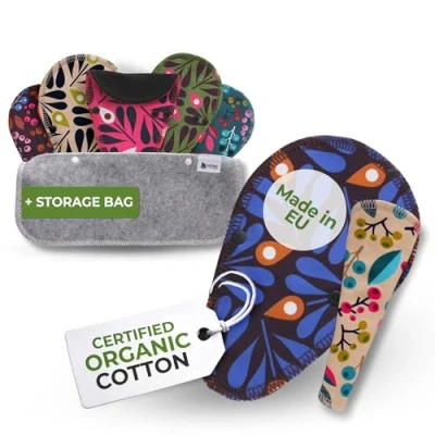 Image of Reusable Panty Liners for Women Thin Tanga; 7 Pack (Small) Organic Cotton Cloth Made in EU; Eco Thong; Daily Washable Pantyliners Vaginal Discharge, NOT Period