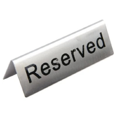 Image of Olympia Reserved Table Sign Brushed Stainless Steel Corrosion and Damage Resistant Pack of 10