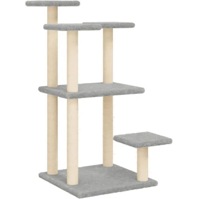 Image of vidaXL Cat Scratching Posts with Platforms Light Grey 98.5 cm