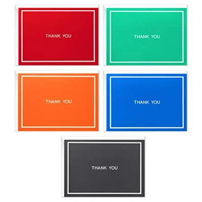 Image of Hallmark Thank You Cards, Assorted Solid Colors (Pack of 50 Note Cards with Envelopes,