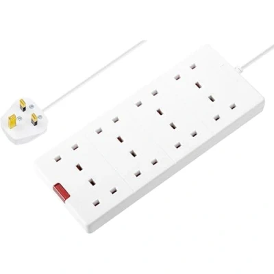 Image of Masterplug Eight Socket Extension Lead with Power Indicator, 2 Metre, White BEN210 MP