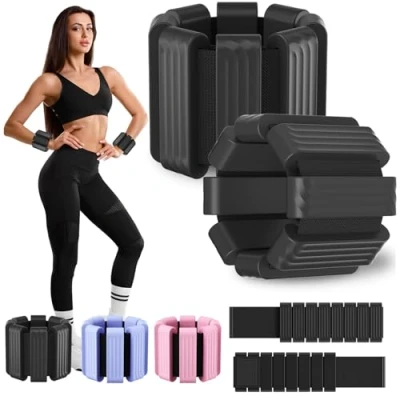 Image of Giiyr Ankle Weights for Women Men,Adjustable Wrist Set of 2(1lb Each),Wearable leg weights/arm weights，Wrist &amp; Bracelet Yoga,Pilates,Running, Fitness,Physical Therapy (Black)