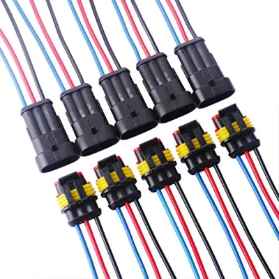 Image of GTIWUNG 5 Kit 3 Pin Way Waterproof Electrical Connector Wire, Automotive Wire Connectors, Car Plug Socket with Insulated and Sealed, Terminal