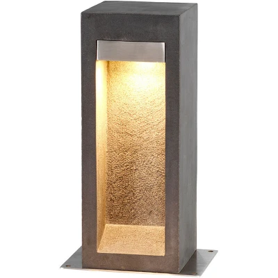 Image of Parkstone Outdoor Pedestal Light Basalt Stone with Stainless Steel, 3000K, IP55