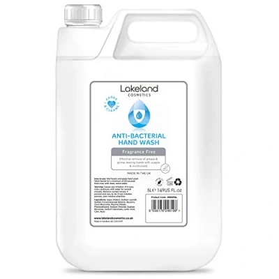 Image of Lakeland Cosmetics antibacterial soap hand wash 1x 5L Litre refill bottle Vegan anti bacterial liquid wash, made in UK (1x 5 Litre)