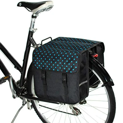 Image of BikyBag Classic Bicycle Double Panniers Bag Fashion Cycle Bike Women&#039;s Men&#039;s (Blue Polka Dots)