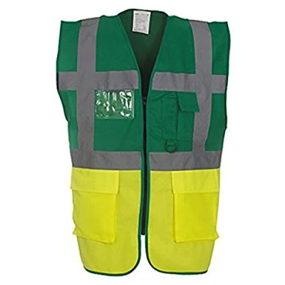 Image of Men&#039;s Multi functional Executive Hi vis Waistcoat (HVW801) YOKO Pen Pockets and Key Holder (XX large, Paramedic Green/ Yellow)